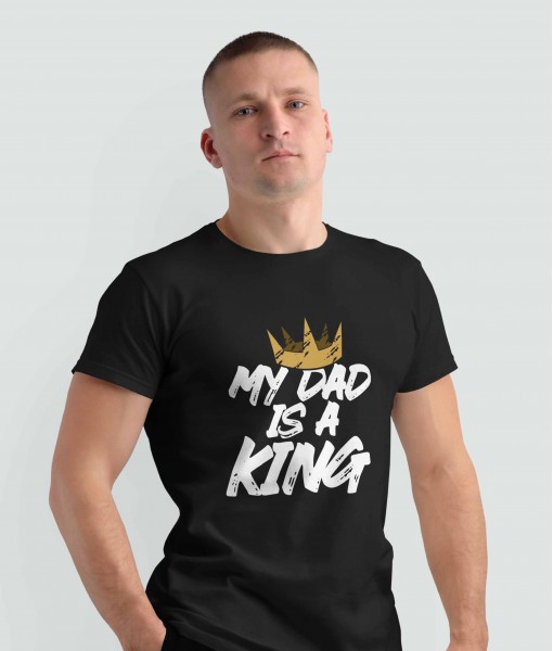 Мъжка тениска с щампа Текст и надписи My dad is a King